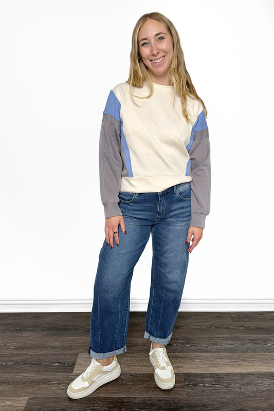 The Winnie from J21 eleven by Risen: High-Rise Boyfriend Cuffed Barrel Denim