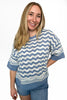 ALB Custom Women's Open Knit Striped Short Sleeve Top