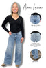 The Kristen by Ava Lane Mid-Rise Tummy Control Wide Leg Denim