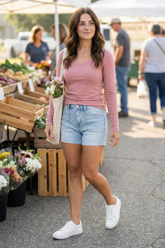 The Lexie by Ava Lane Mid-Rise Stretch Denim Shorts