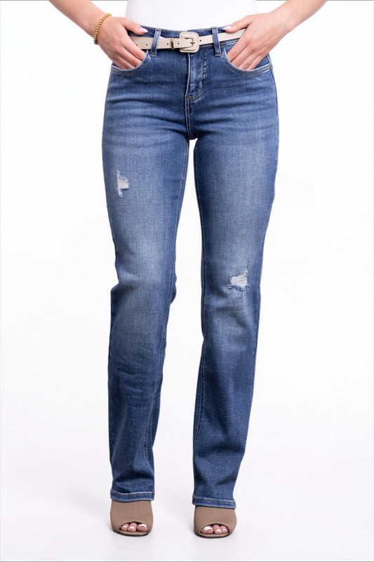 The Lana by Ava Lane Mid-Rise Tummy Control Straight Leg Denim