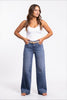 The Lila by Ava Lane High-Rise Tummy Control Wide Leg Angled Seam Jeans in Three Lengths