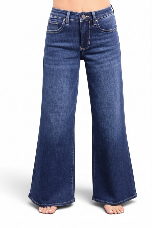 The Kim Mid-Rise Wide Leg Tummy Control Jeans - Three Inseams