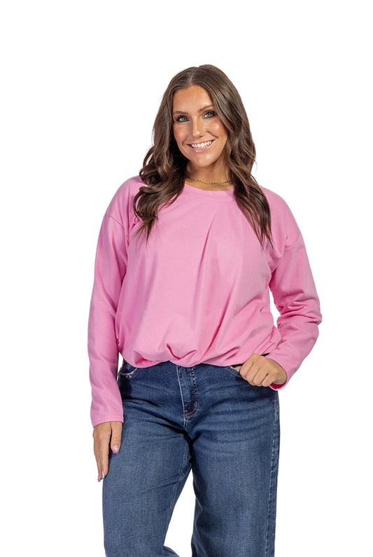 Women's Bubble Hem Long Sleeve Top