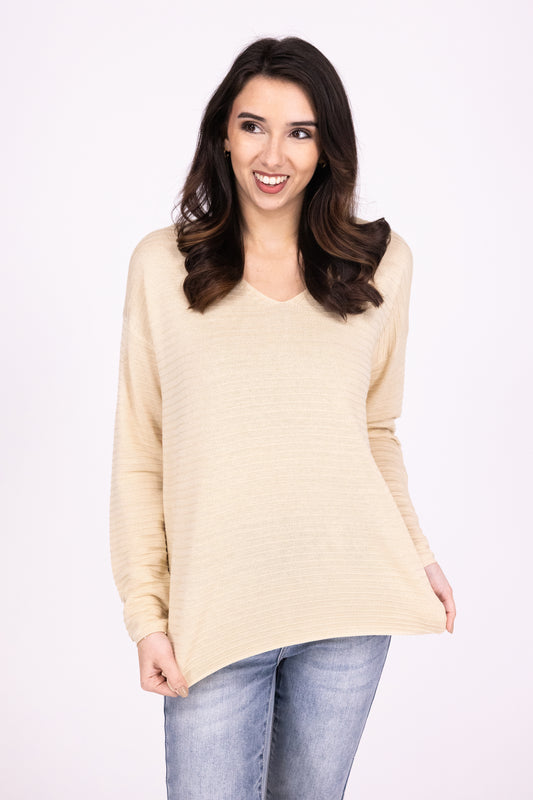 Women's V-Neck Textured Sweater