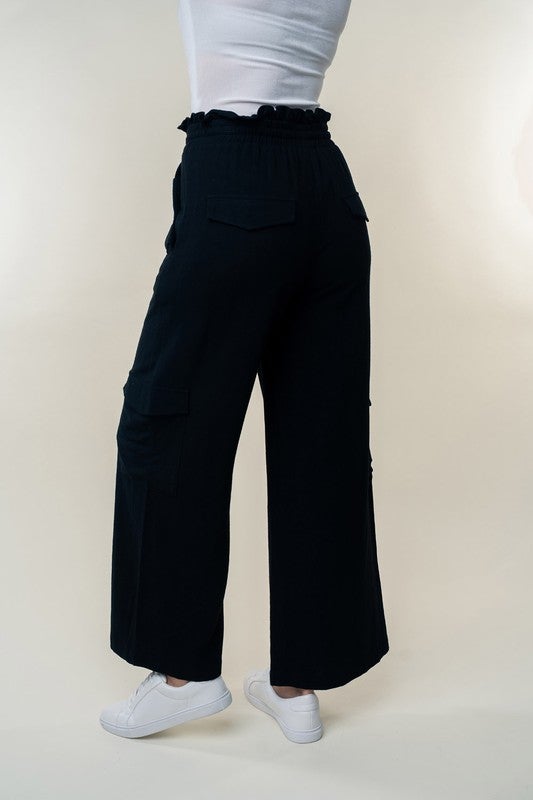 High-Waisted Solid Knit Cargo Pants