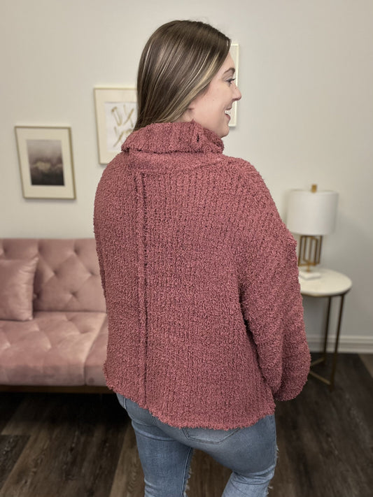 Too Cozy For You Women's Turtle Neck Bubble Sleeve Sweater