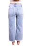 Ava Lane Boutique light wash cropped wide leg jeans with tummy control and raw hem. Made from cotton blend with stretch.