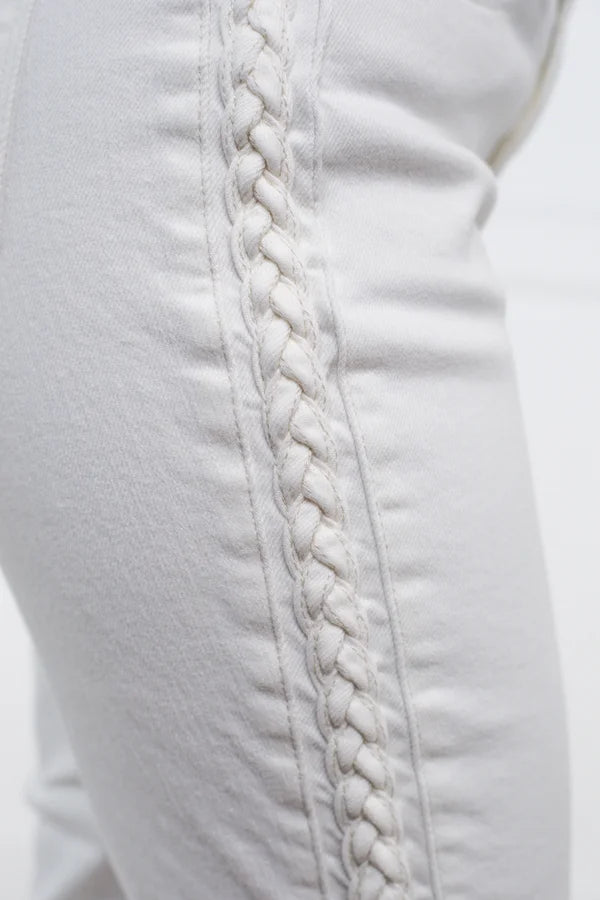 Conquer The World from Judy Blue: Mid-Rise Braided Detail Relaxed Fit Denim