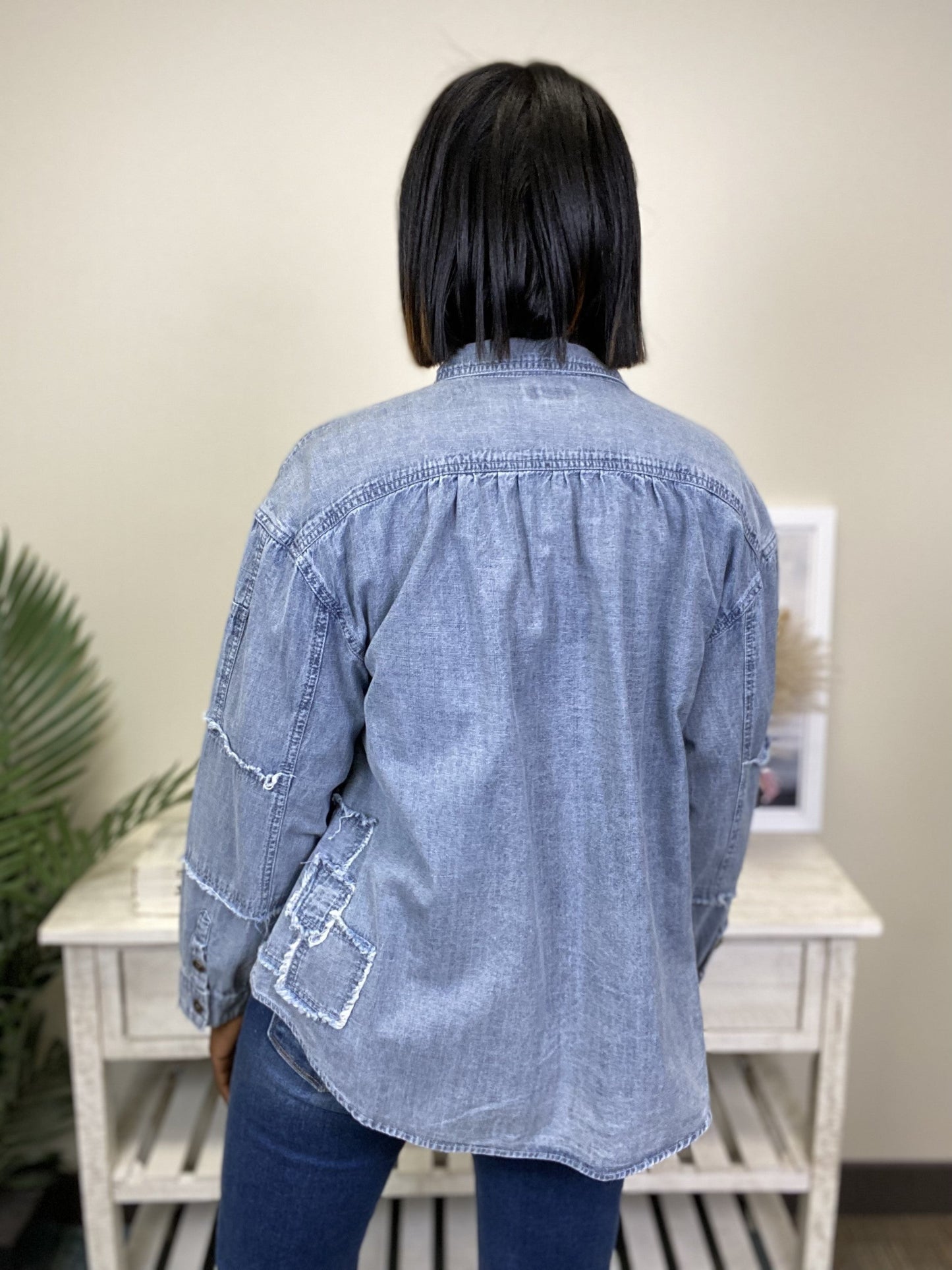 Call On Me Denim Long Sleeve Top