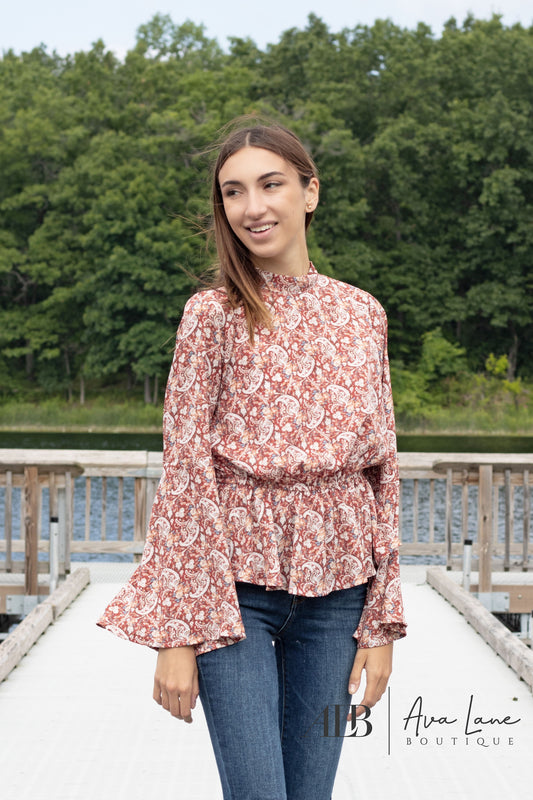 Perfectly Paisley Long Sleeve Top