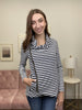 Striped Collared Zipper Jacket