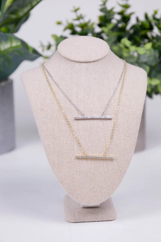 B.b Lila My Way Pave Bar Necklace