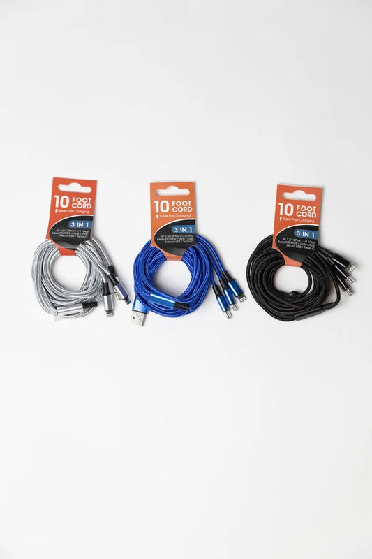 3in1 10ft Charging Cable