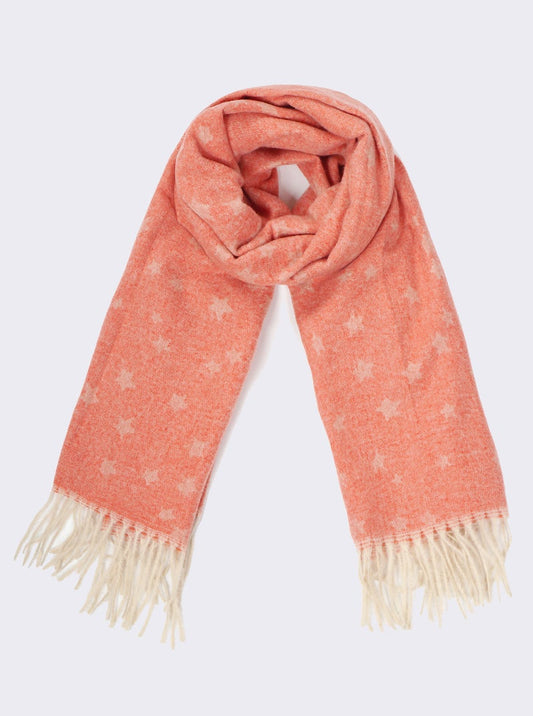 Two Tone Celestial Stars Blanket Scarf With Fringe